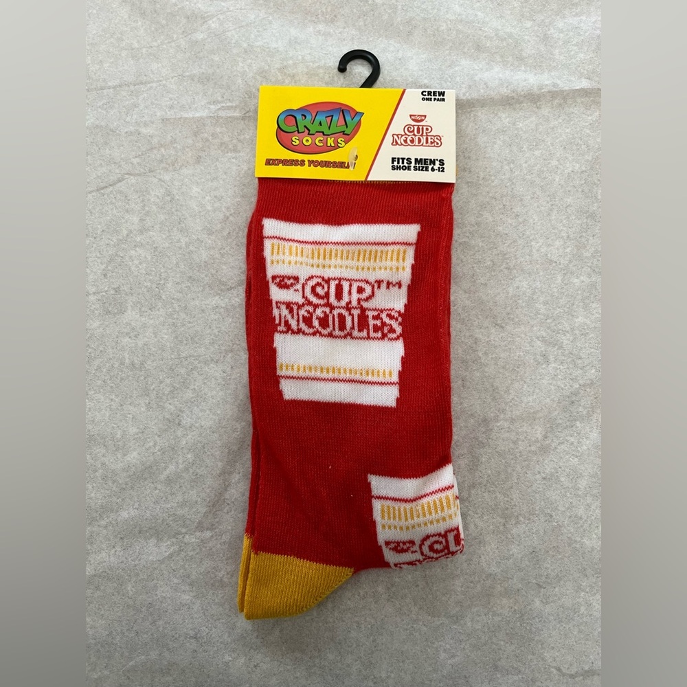 Crazy Socks Cup Noodles Fits Men’s Shoe Size 6-12